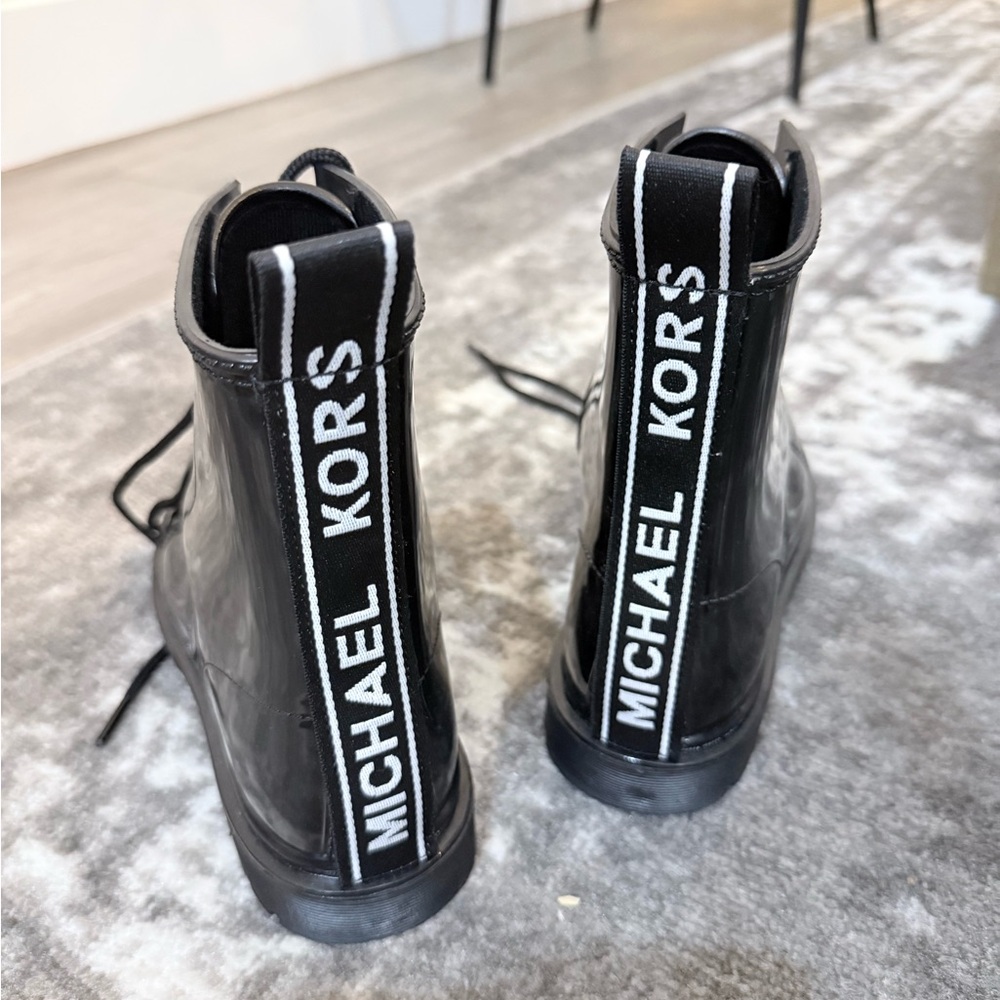 Michael Kors Glossy Black Combat Boots